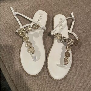 Rogue White and Gold Women's Sandals